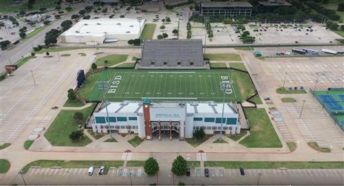 aerial picture of the fine arts and athletics complex